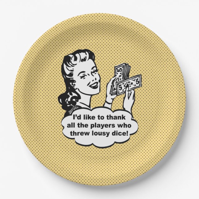 Assiettes En Carton Rétro Bunco drôle jaune que je voudrais remercier (Devant)
