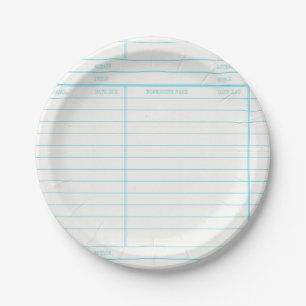 Assiettes En Carton Rétro carte due de date de livre de bibliothèque