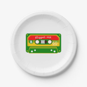 Assiettes En Carton Rétro-cassette à bande de mélange de reggae