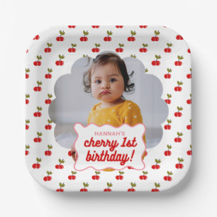 Assiettes En Carton Retro Cherry 1er anniversaire Photo Party