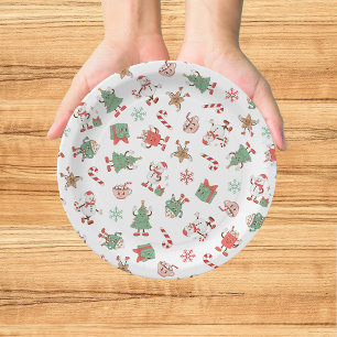 Assiettes En Carton Retro Chillin' Avec Mes Copains de Noël