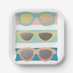 Assiettes En Carton Retro Coral Lunettes de soleil d'été Trio