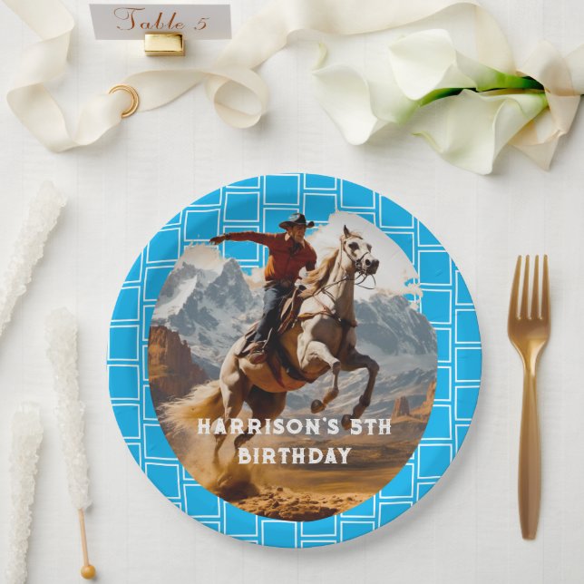 Assiettes En Carton Retro Cowboy et Horse Western (Mariage)