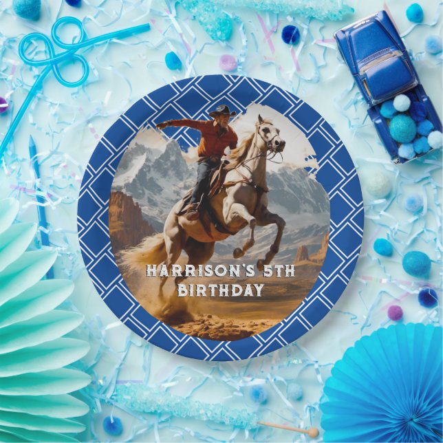 Assiettes En Carton Retro Cowboy et Horse Western (Fête)