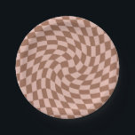 Assiettes En Carton Retro Dusty Brown Pink Checks Warped Checkerboard<br><div class="desc">Panneau de contrôle marron et rose bouché. Conception à damiers déformée parfaite. Vérificateurs déformés modernes. Ce joli design rétro psychédélique vous emmène au pays des merveilles. Chèques déformés aux couleurs pastel. Twirl et tourbillonner,  tours,  à damiers motif</div>