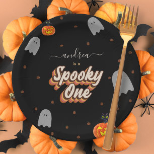 Assiettes En Carton Retro Éffrayant un 1er Halloween fête d'anniversai