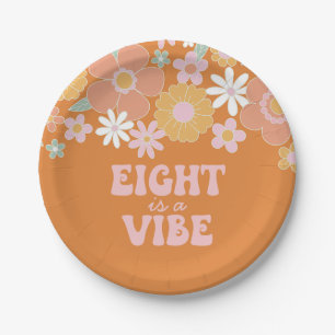 Assiettes En Carton Retro Floral Eight is a Vibe 8e anniversaire