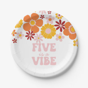 Assiettes En Carton Retro Floral Five est une Vibe pour un 5ème annive
