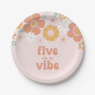 Assiettes En Carton Retro Floral Five is a Vibe 5e anniversaire