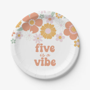 Assiettes En Carton Retro Floral Five is a Vibe 5e anniversaire