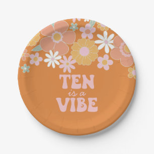 Assiettes En Carton Retro Floral Ten est un Vibe 10e anniversaire