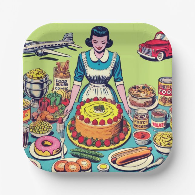 Assiettes En Carton Retro Food Comics (Recto)