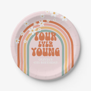 Assiettes En Carton Rétro Four Ever Young anniversaire 4 ans daisy rai