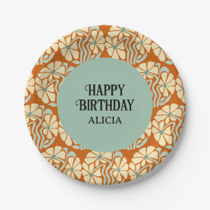 Assiettes En Carton Retro Funky Super Boho Botanical Anniversaire