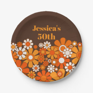 Assiettes En Carton Retro Garden Vintage années 1970 Anniversaire pers