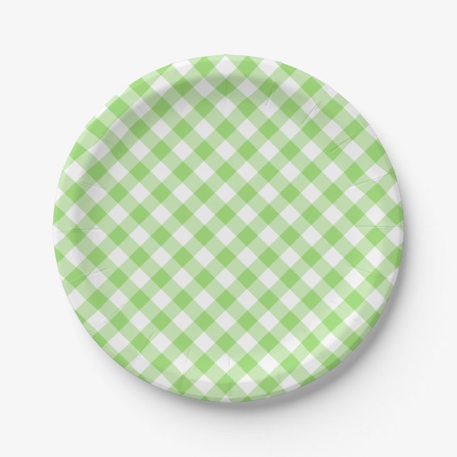 Assiettes En Carton Retro Gingham Spring Green (Devant)