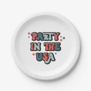 Assiettes En Carton Retro Juillet 4 Anniversaire Fête dans USA Paper P