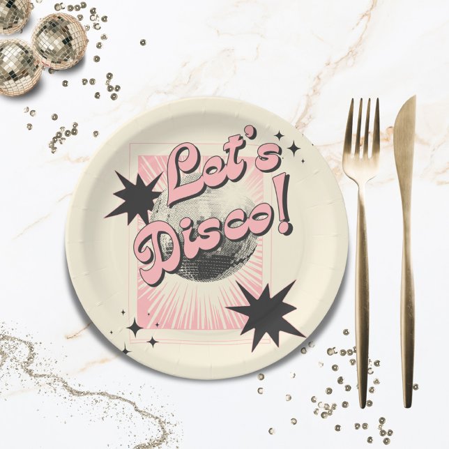 Assiettes En Carton Retro Let's Disco Anniversaire (Retro Let's Disco Birthday Paper Plates)