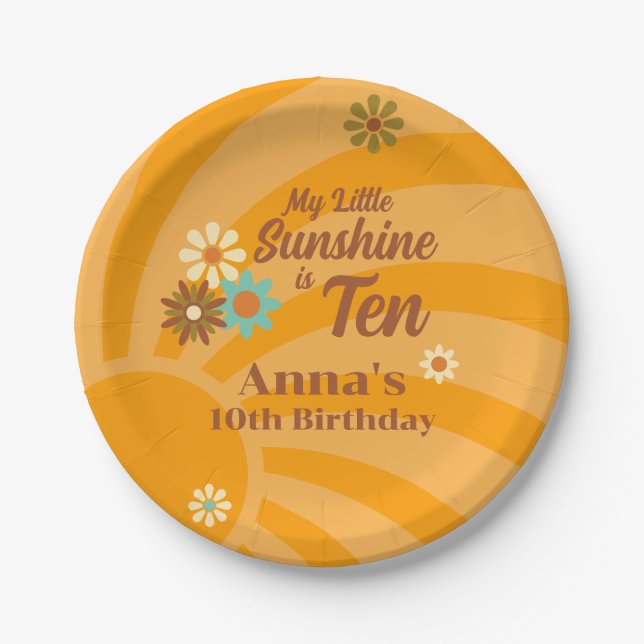 Assiettes En Carton Retro My Little Sunshine marguerite 10e anniversai (Devant)