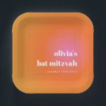 Assiettes En Carton Retro Orange Gradient Bat mitzvah unique personnal<br><div class="desc">Plaques de papier personnalisées Bat mitzvah uniques de dégradé rose orange rétro</div>