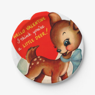 Assiettes En Carton Rétro partie vintage de cerfs communs de Valentin