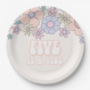 Assiettes En Carton Retro pastel Floral Five est une Vibe d'anniversai