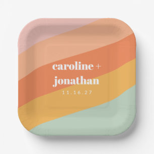 Assiettes En Carton Retro Pastel Géométrique Poche de Monnaie Personna