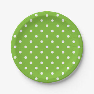 Assiettes En Carton Rétro points blancs sur fond vert