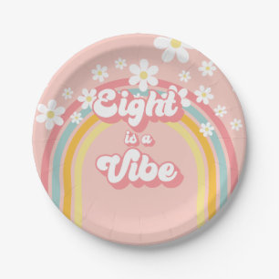 Assiettes En Carton Retro Rainbow Eight est une ambiance Groovy 8e ann