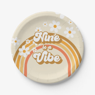 Assiettes En Carton Retro Rainbow Nine est un Vibe Super 9e anniversai