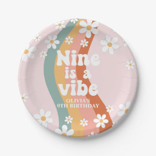 Assiettes En Carton Retro Rainbow Nine est une ambiance Daisy 9e anniv