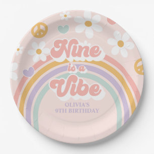 Assiettes En Carton Retro Rainbow Nine est une atmosphère 9e anniversa