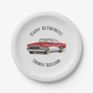 Assiettes En Carton Retro Red et White Buick Retirement