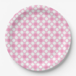 Assiettes En Carton Rétro rose pois