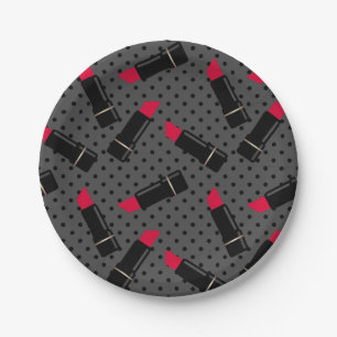 Assiettes En Carton Rétro, rouge rouge à lèvres