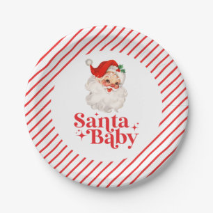 Assiettes En Carton Retro Santa Baby fête prénatale de Noël bébé