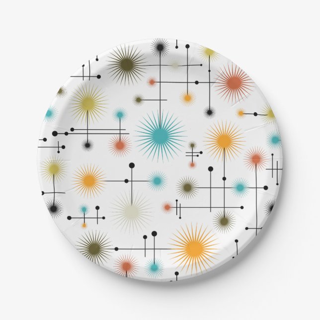 Assiettes En Carton Retro Starbursts A Go-Go ! (Devant)