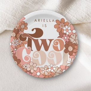 Assiettes En Carton Retro Super deux filles Cool 2e anniversaire