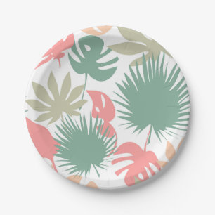Assiettes En Carton Rétro, tropical, feuille