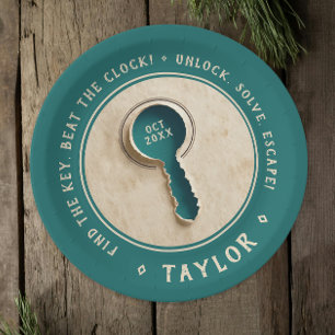 Assiettes En Carton Rétro Turquoise Escape Room Key Solve Treasure Hun