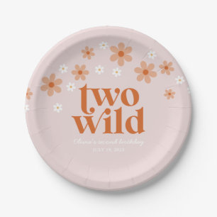 Assiettes En Carton Retro Two Wild daisy boho Deuxième anniversaire