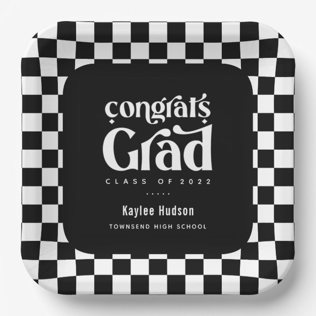 Assiettes En Carton Retro Type Graduation Party (Recto)