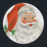 Assiettes En Carton Rétro Vintage Jolly Santa Claus de Christmas<br><div class="desc">Plaques en papier avec une photo festive rétro. Le vieux Père Noël Jolly avec ses joues rousses et son sourire chaleureux et amical. Un peu de nostalgie de l'ancienne école pour les vieux temps,  cette image rappelle les souvenirs des célébrations du passé de Noël.</div>