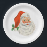 Assiettes En Carton Rétro Vintage Jolly Santa Claus de Christmas<br><div class="desc">Plaques en papier avec une photo festive rétro. Le vieux Père Noël Jolly avec ses joues rousses et son sourire chaleureux et amical. Un peu de nostalgie de l'ancienne école pour les vieux temps,  cette image rappelle les souvenirs des célébrations du passé de Noël.</div>