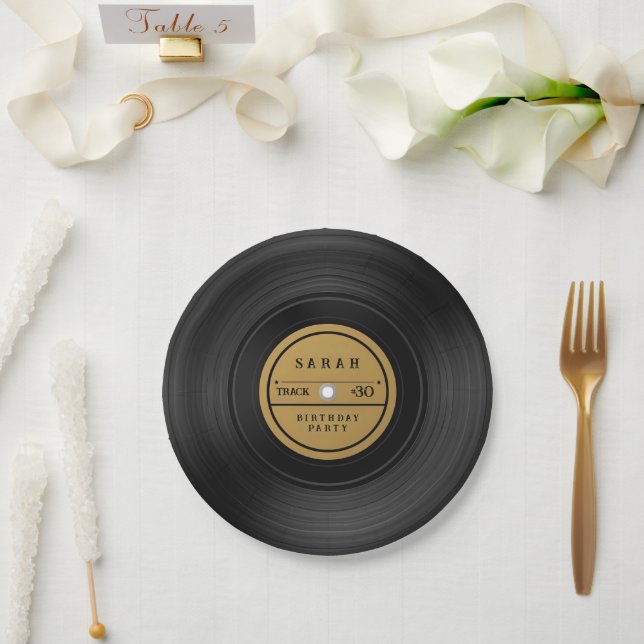 Assiettes En Carton Retro Vinyl Record Birthday  (Mariage)
