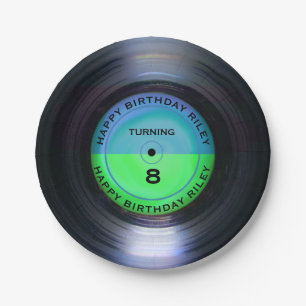 Assiettes En Carton Retro Vinyl Record personnalisé fête d'anniversair