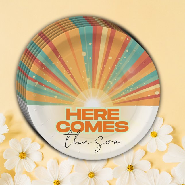 Assiettes En Carton Retro Voici Le Baby shower Fils (Créateur téléchargé)