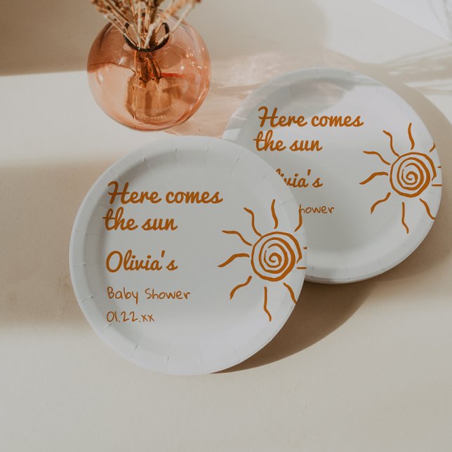 Assiettes En Carton Retro Voici Le Baby shower Fils Dessiné À La Main (Créateur téléchargé)