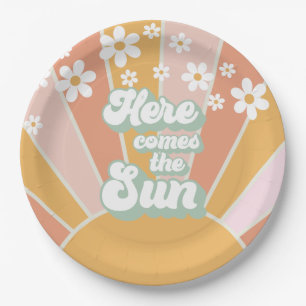 Assiettes En Carton Retro Voici venir le Soleil Daisy boho anniversair