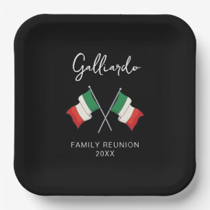 Assiettes En Carton Réunion de famille au drapeau italien